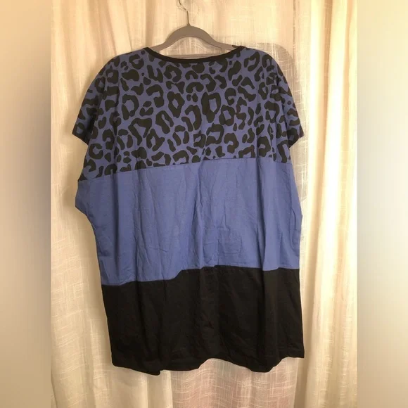 Blue and Black Leopard Print Women's Top - Picture 4 of 10